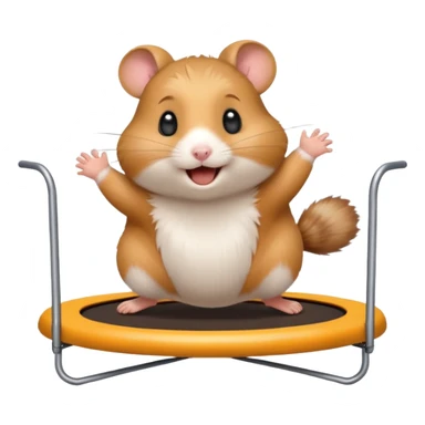 happy hamster on a trampoline sticker