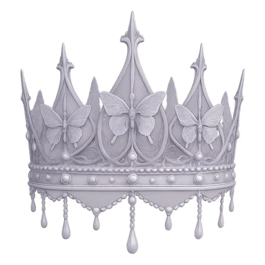 gothic crown in pale lavender with pearl accents and butterfly motifs, soft and haunting sticker