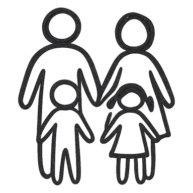 family icon, hand-drawn outline, casual and approachable sticker