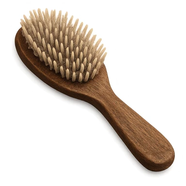 a brown hairbrush, realistic style, visible bristles sticker