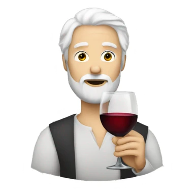 a man with white hair and a beard drinking a glas of wine staring sticker