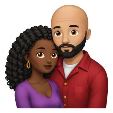 intimate moment between black couple bald man black beard long black curly hair woman  sticker