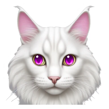 white Maine Coon cat with magenta eyes and big eyelashes sticker