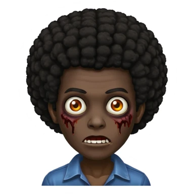 Zombie dark black Afro hair sticker