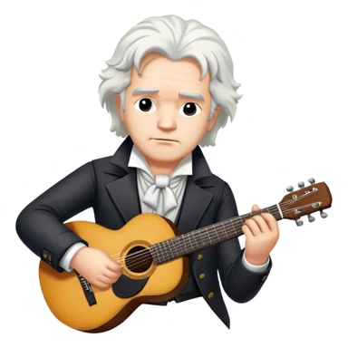 White haired Beethoven with guitar sticker