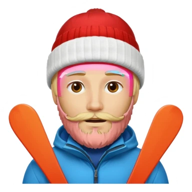 blonde guy with beard, ski hat sticker