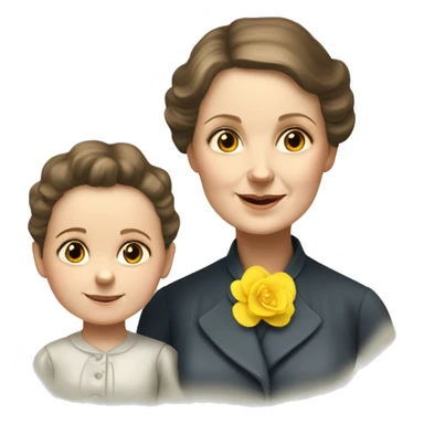 marie curie with little dother irene sticker