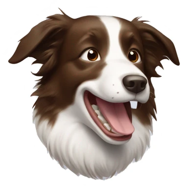 Brown border collie laughing white neck  sticker