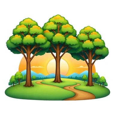 sunrise landscape with trees sticker
