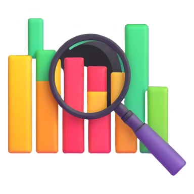 data science emoji featuring a bar chart and magnifying glass sticker