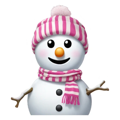Snowman with a pink and white striped scarf sticker