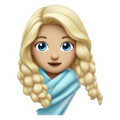 Blonde girl with light blue eyes wrapped in a blanket sticker