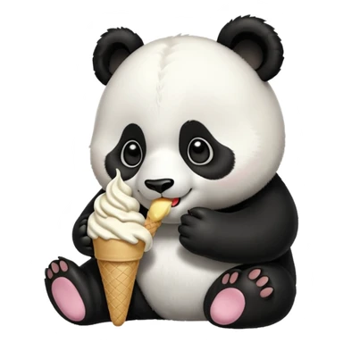 Panda eating ice cream sticker