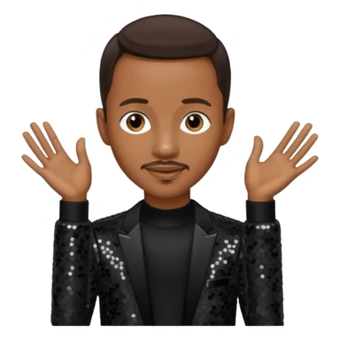 Tevin Campbell with dark brown hair, black sequin outfit sticker