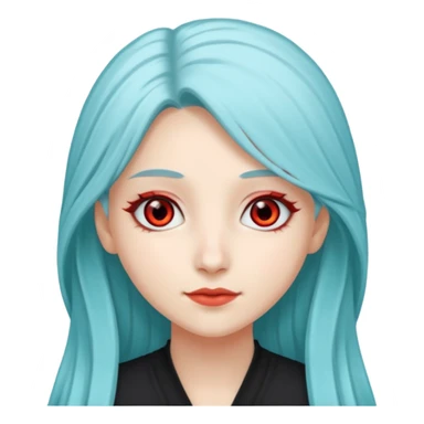 Long Cyan Haired Light Red Eyes White Skin Arabic American Girl Named Zackie Hatzune Kubota sticker