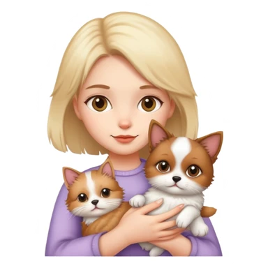 Girl holding a cat and a dog sticker
