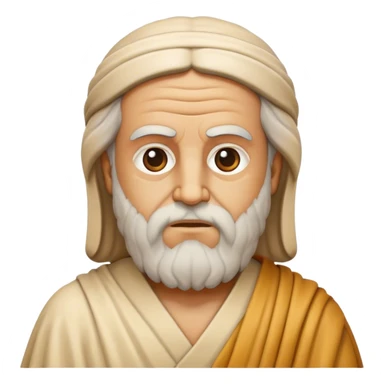 Cinematic Realistic Plato Portrait Emoji, depicted as a wise ancient philosopher with a contemplative expression in classical robes, rendered with soft textures and timeless serene lighting that captures his intellectual legacy. sticker