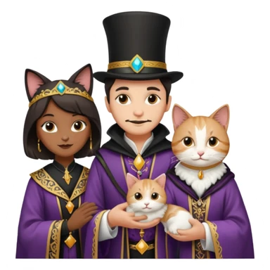 magician couple and their pet cat sticker