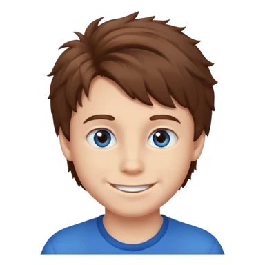 Fluffy brown hair whit blue eyes boy sticker