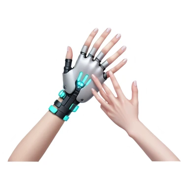 Neon cyberpunk style 
male hand holding female sticker