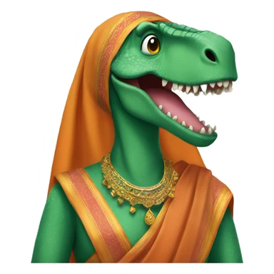 dinosaur wearing a sari sticker