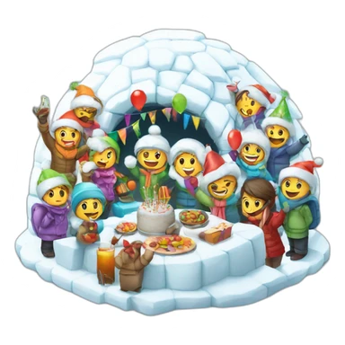 igloo party celebration white background sticker