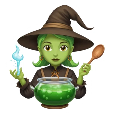 green witch cooking potion sticker