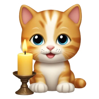 Ginger kitten holding a candle sticker