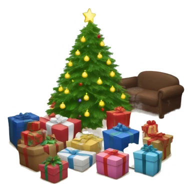 Christmas night with presents under the tree sticker