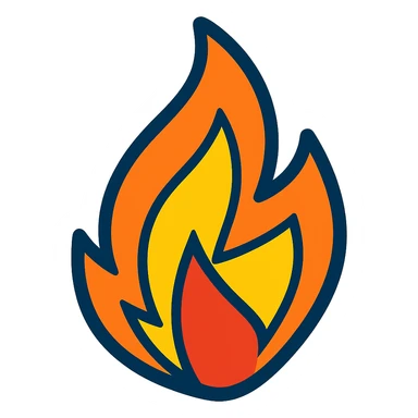abstract flame shape, geometric, vibrant toon style sticker