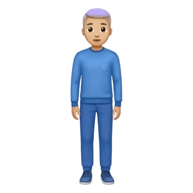man in blue jumper with a shirt underneath and blue chinos trousers sticker