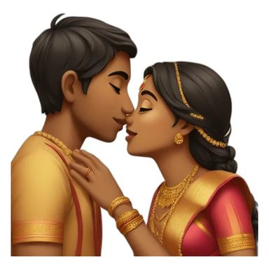 Indian Boy kisses indian girl sticker