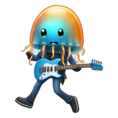 jellyfish playing an electric guitar sticker