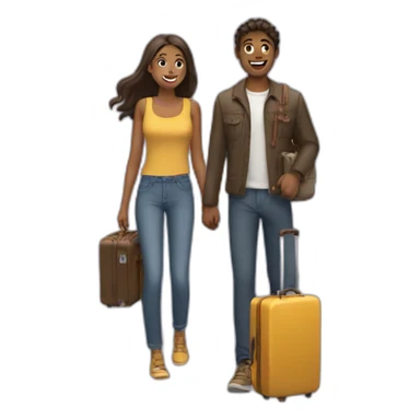 girl and guy with suitcases sticker