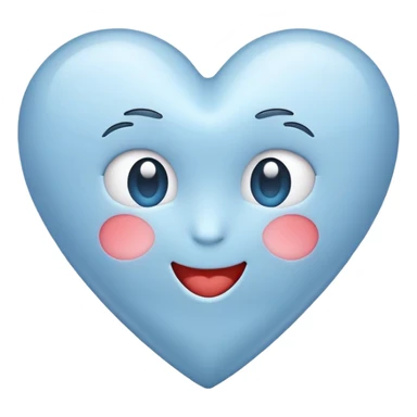 apple style emoji heart in soft muted blue, simple and light-hearted sticker