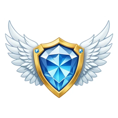 Gold shield with white wings, a big blue diamond in the center and VIP label sticker