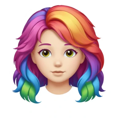 Young woman, fluffy voluminous hair in rainbow colors sticker