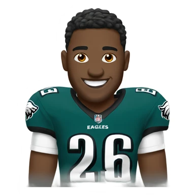 Eagles player wearing 26 smiling sticker