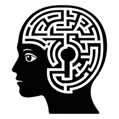 silhouette of a head with a maze inside sticker