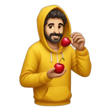Armenian men in yellow hoodie eating cherries sticker
