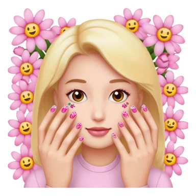 nails emojis, nail artist flowers all pink and aesthetic sticker