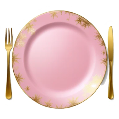 Realistic laying flat empty gold and pink christmas charger plate. sticker