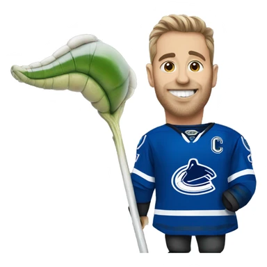 Worm wearing a canucks hockey jersey sticker