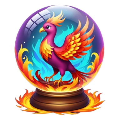 A phoenix inside a transparent crystal ball sticker