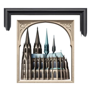 Cinematic Realistic Cologne Cathedral Landmark Emoji, showcasing Gothic architecture rendered with detailed stone textures and majestic, dynamic lighting. sticker