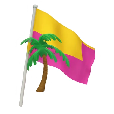 floptropica flag with a pink background and yellow stripes and there is a palm tree in the midle sticker