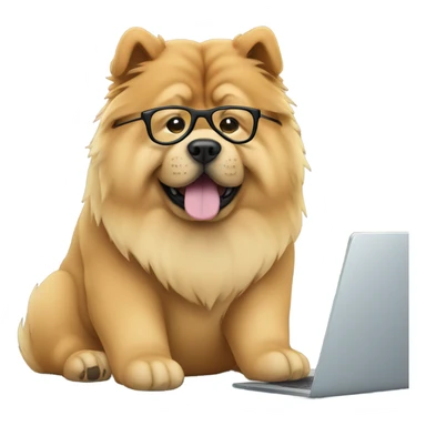 chow chow with glasses working on computer sticker