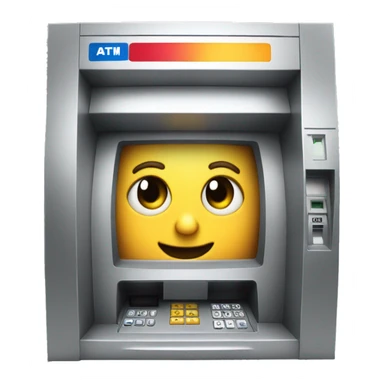 ATM machine + curious face sticker