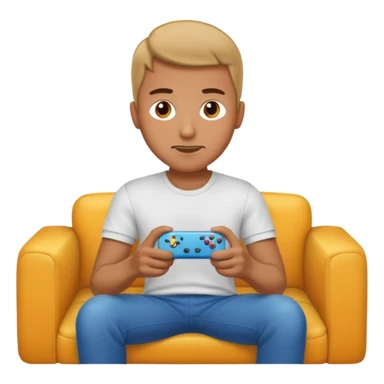 man playing video games on a sofa sticker