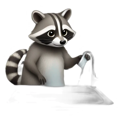 raccoon washes dishes sticker